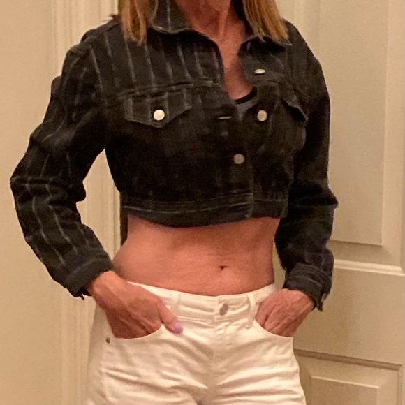 PacSun Black and White Stripe Jean Jacket - Picture 4 of 9